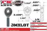 FK BEARINGS 1/2 X 1/2 -20 LEFT HAND MALE ROD END W/TEFLON LINER- PT# JMXL8T (PEG)