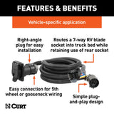CURT 10' Custom Wiring Extension Harness (Adds 7-Way RV Blade to Truck Bed) #56000