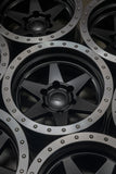 Stealth Custom Series BR6 17X9 -38 MATTE JET BLACK W MACH LIP set of 4