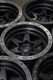 Stealth Custom Series BR6 17X9 -38 MATTE JET BLACK W MACH LIP set of 4