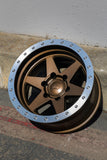 Stealth Custom Series BR6 17X9 -38 MATTE DARK BRONZE W MACH LIP set of 4