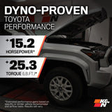 K&N Cold Air Intake System - High-flow Air Filter, Aluminum Tube - TOYOTA TACOMA L4-2.4L TURBO 77-9043KP