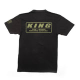 KING SHOCKS BLACK TEE W/OLIVE LOGO- PT# APP-VMT205