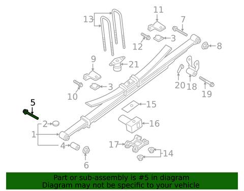 W720370-S900 FORD REAR LEAF SPRING FRONT BOLT  17-25 SUPERDUTY