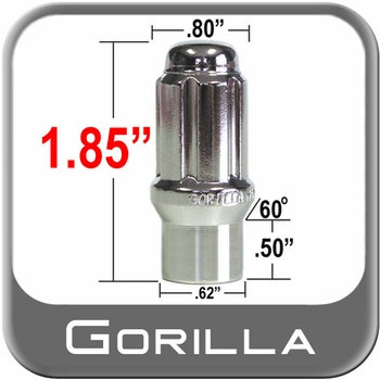 Gorilla 12mm x 1.5 Lug Nuts Mag E-T (w/60° Taper) Seat Right Hand Thread Chrome Sold Individually- PT# GOR 21138ETXL